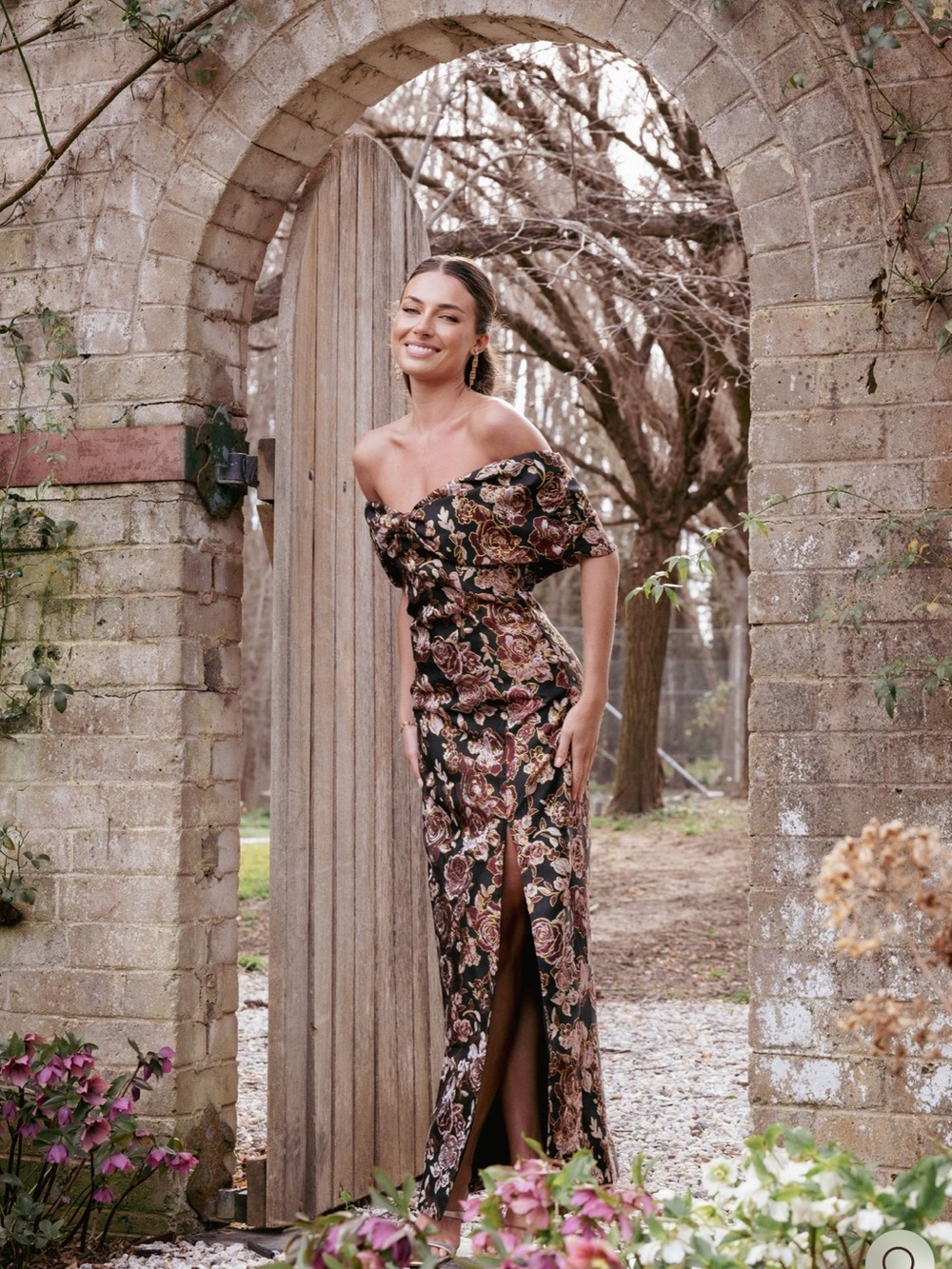 Petal & Pup Black Strapless Floral Maxi Dress with Rose Print